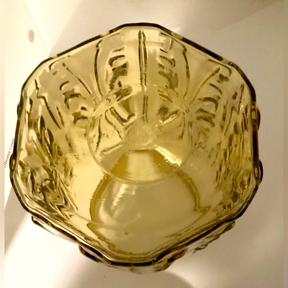 VTG LE Smith Imperial Atterbury Scroll Amber Glass Canister 9" - Picture 5 of 6